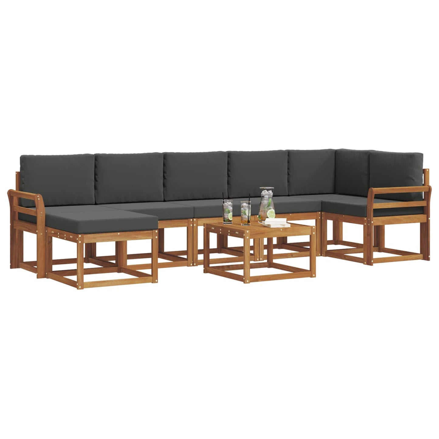 Set di divani da esterno con cuscino 8 pcs Naturale e Antracite