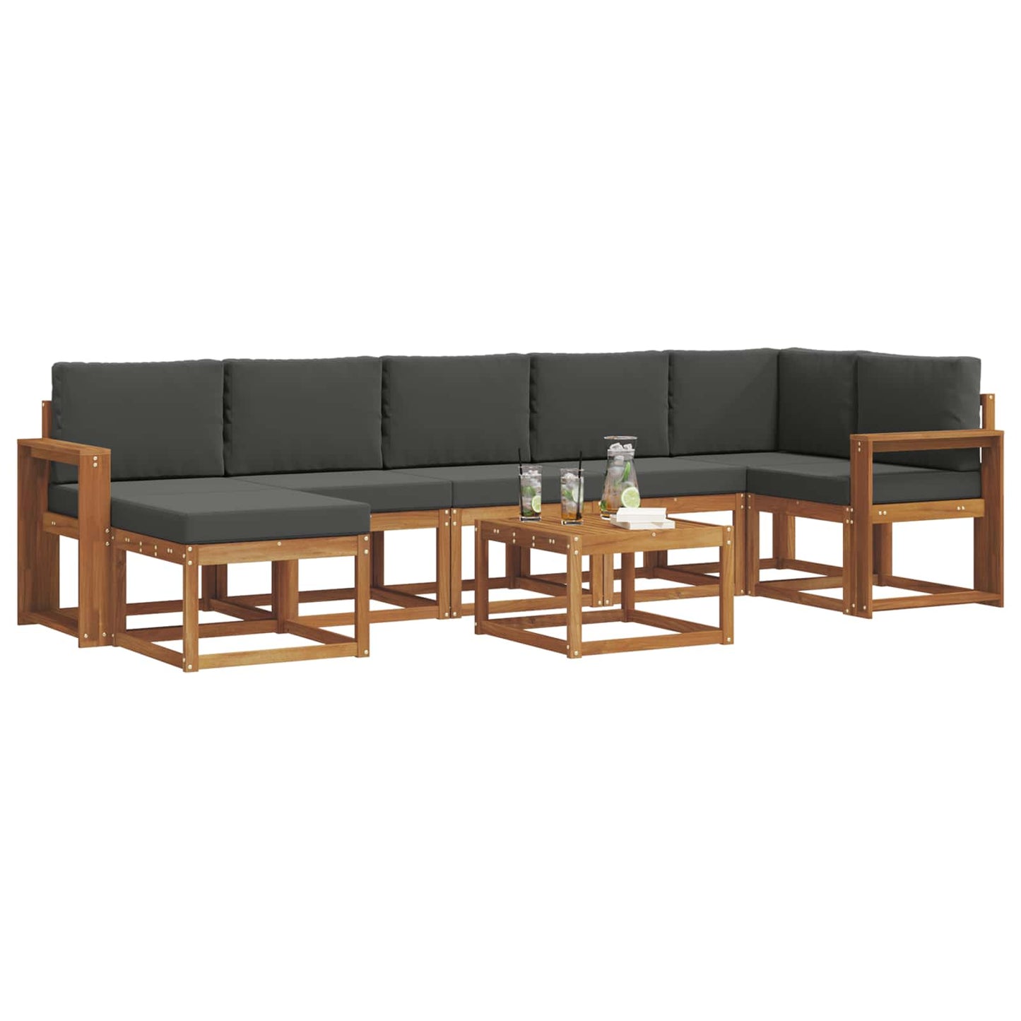 Set di divani da esterno con cuscino 8 pcs Naturale e Antracite