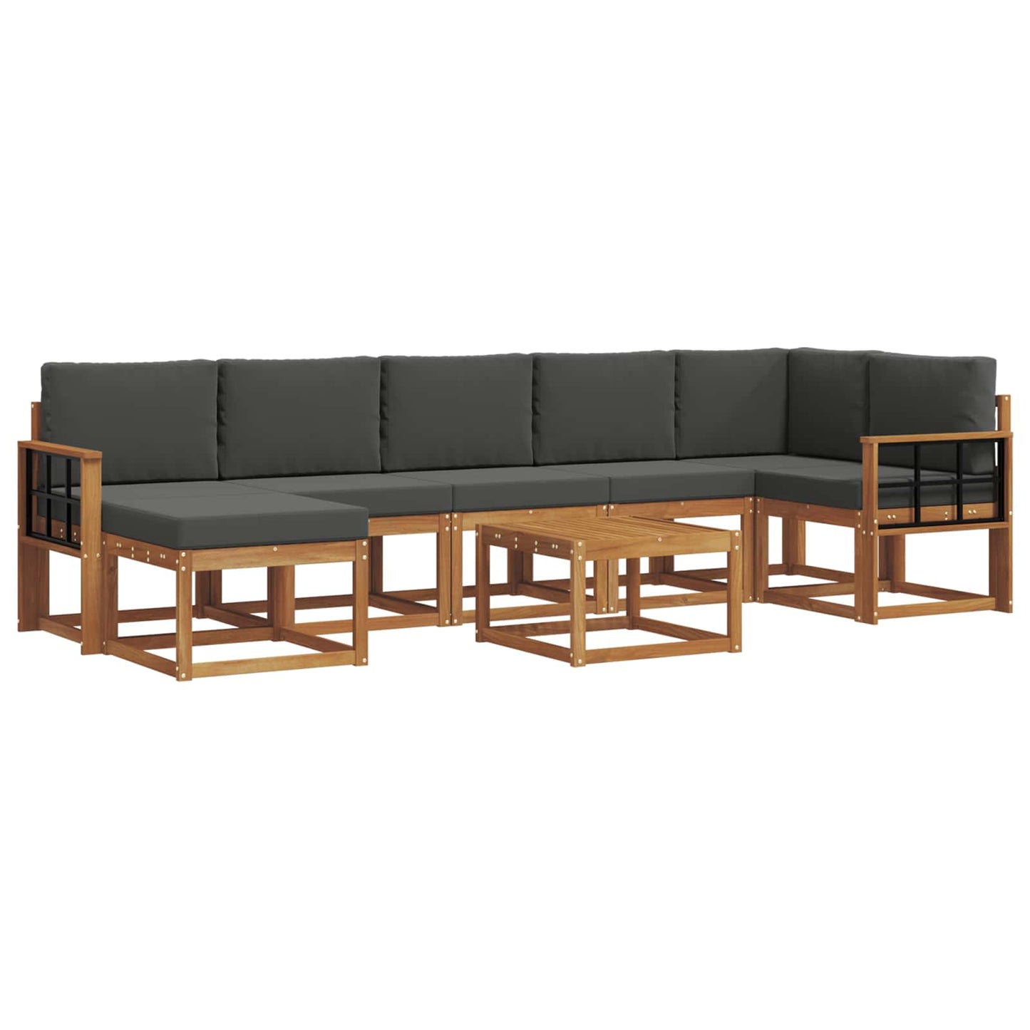 Set di divani da esterno con cuscino 8 pcs Naturale e Antracite