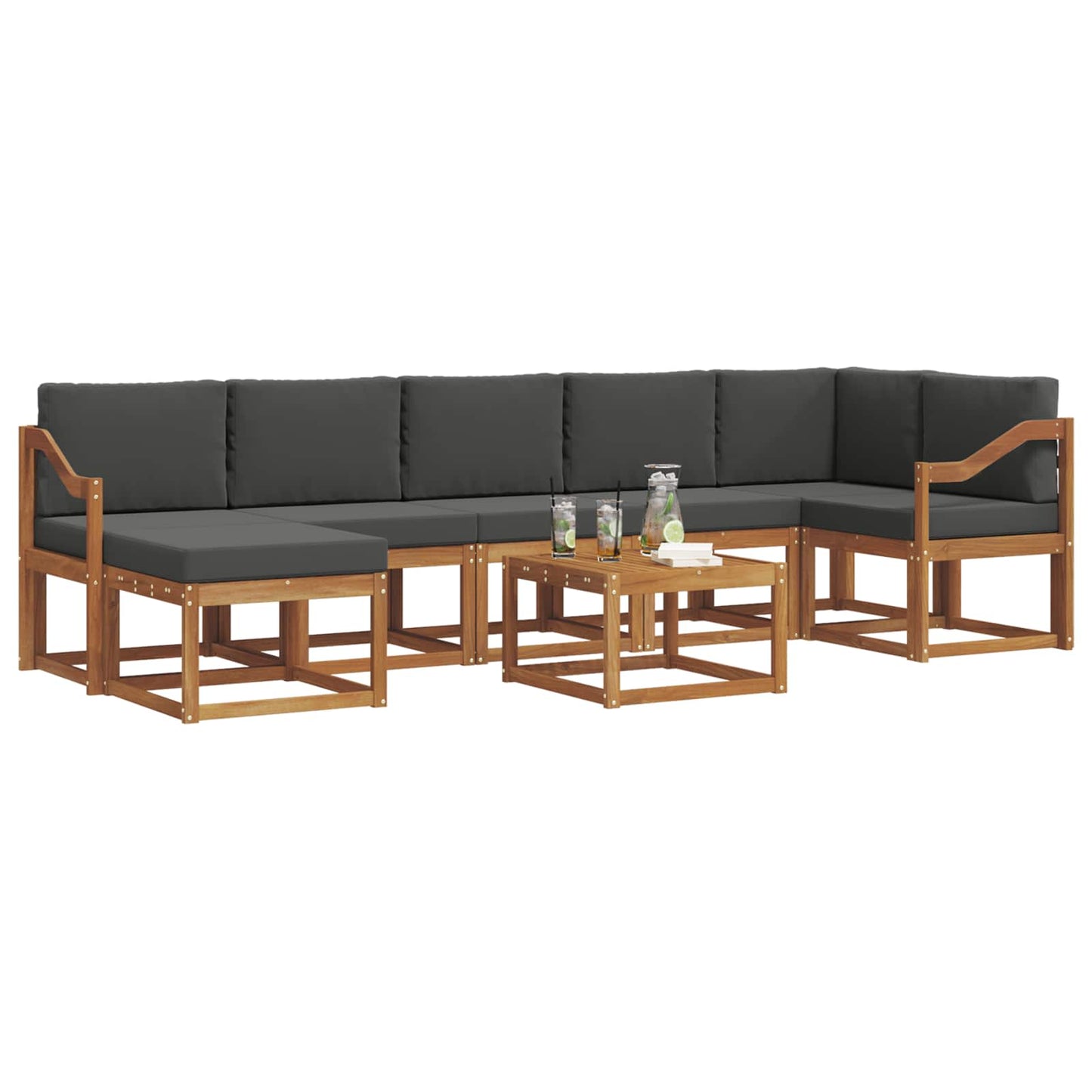 Set di divani da esterno con cuscino 8 pcs Naturale e Antracite