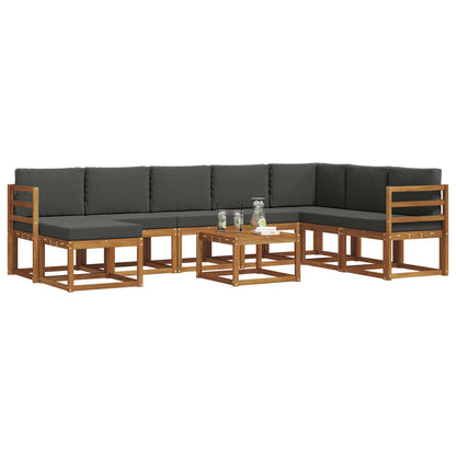 Set di divani da esterno con cuscino 9 pcs Naturale e Antracite