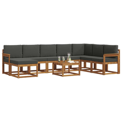Set di divani da esterno con cuscino 9 pcs Naturale e Antracite