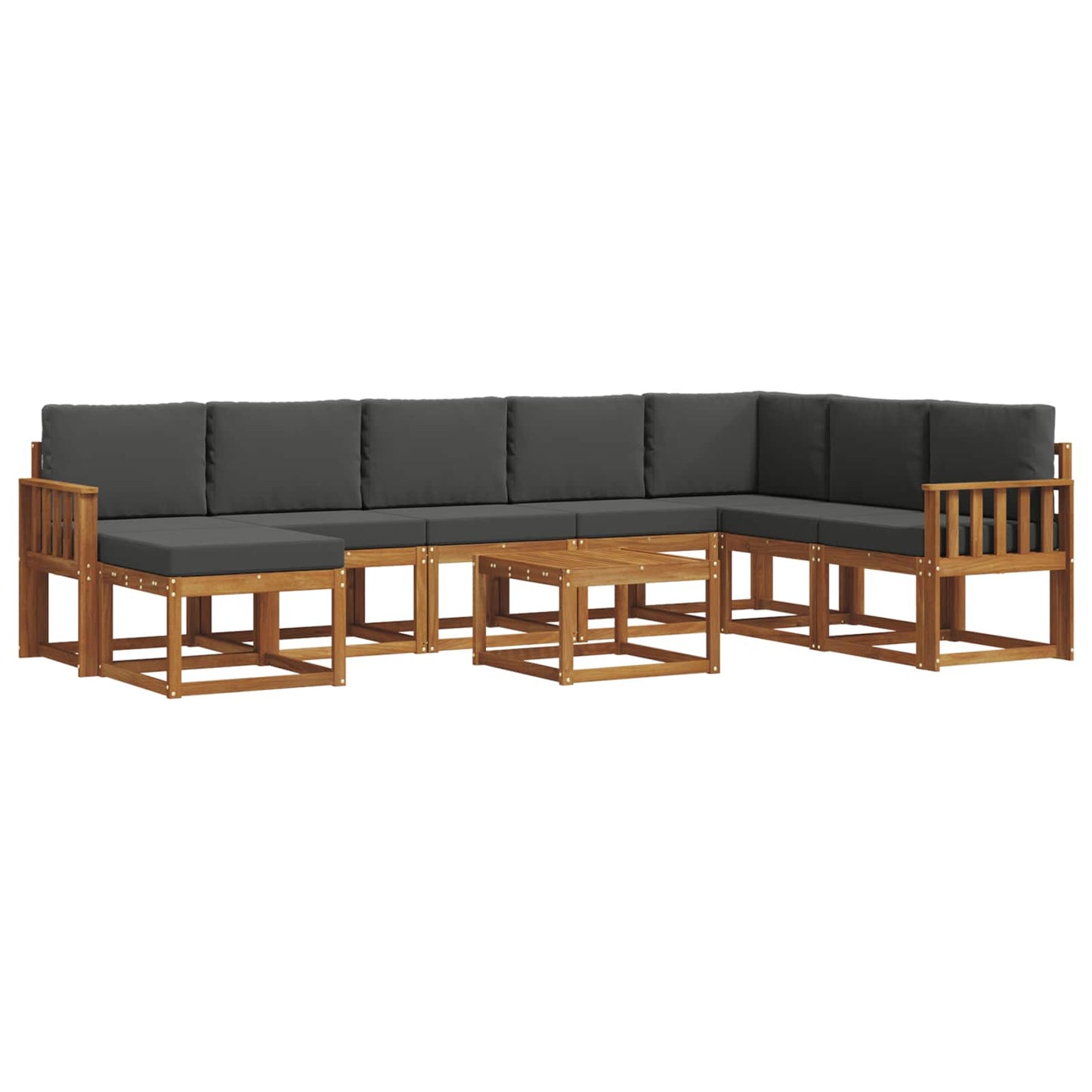 Set di divani da esterno con cuscino 9 pcs Naturale e Antracite