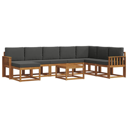 Set di divani da esterno con cuscino 9 pcs Naturale e Antracite
