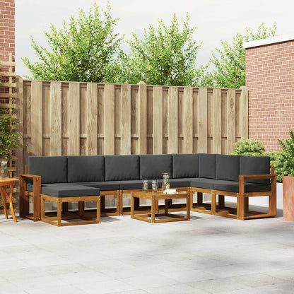 Set di divani da esterno con cuscino 9 pcs Naturale e Antracite