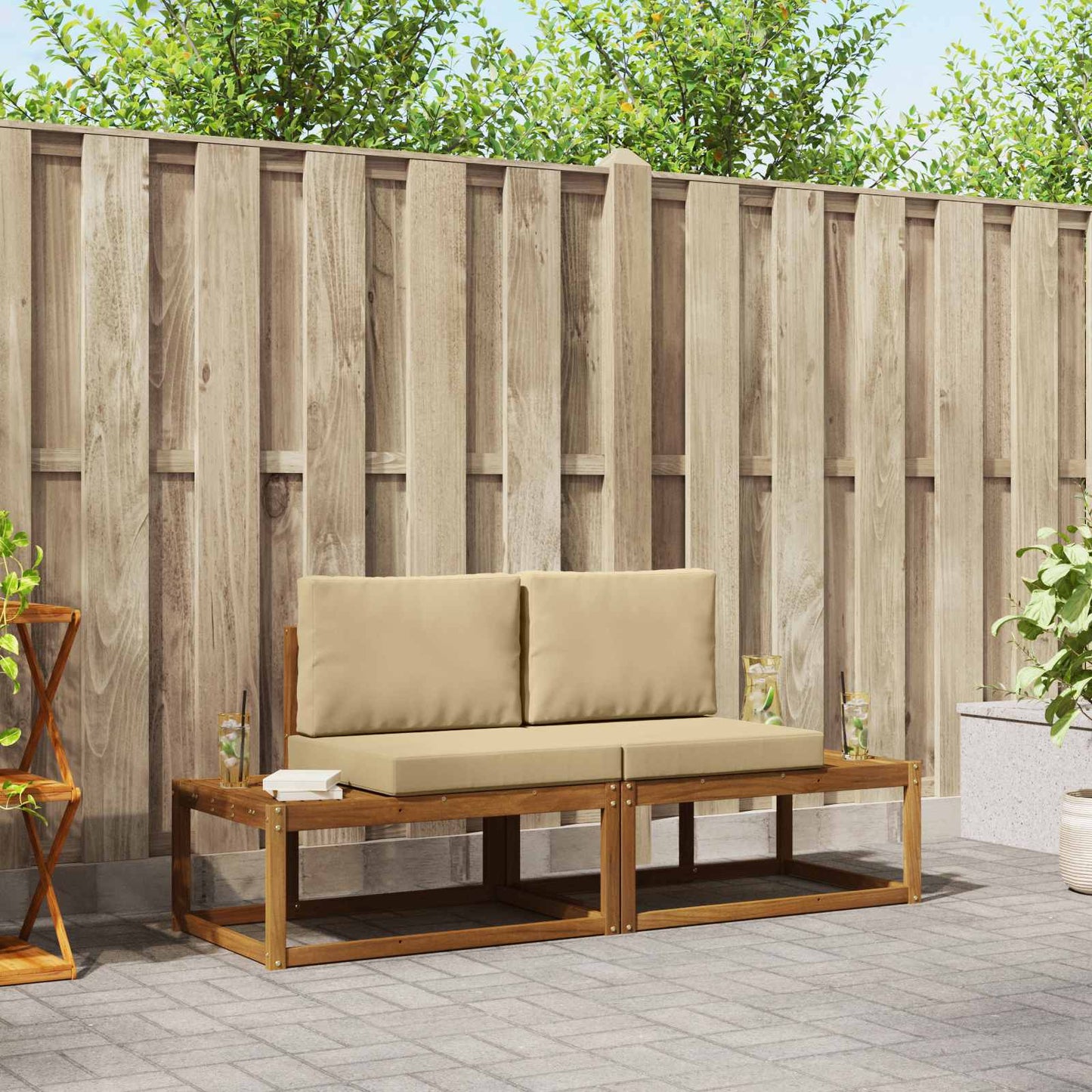 Set di divani da esterno con cuscino 2 pcs Naturale