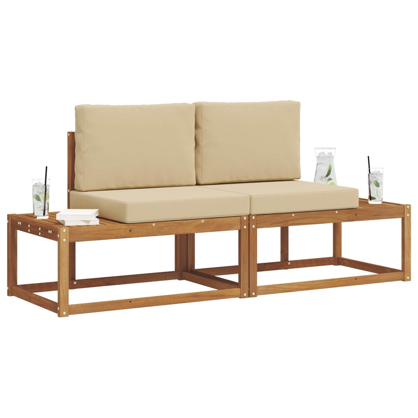Set di divani da esterno con cuscino 2 pcs Naturale