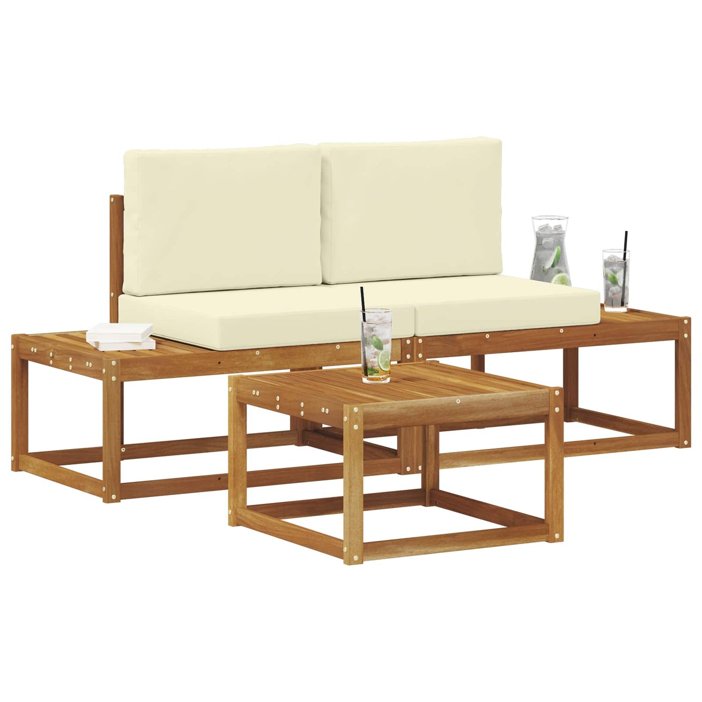 Set di divani da esterno con cuscino 3 pcs Naturale