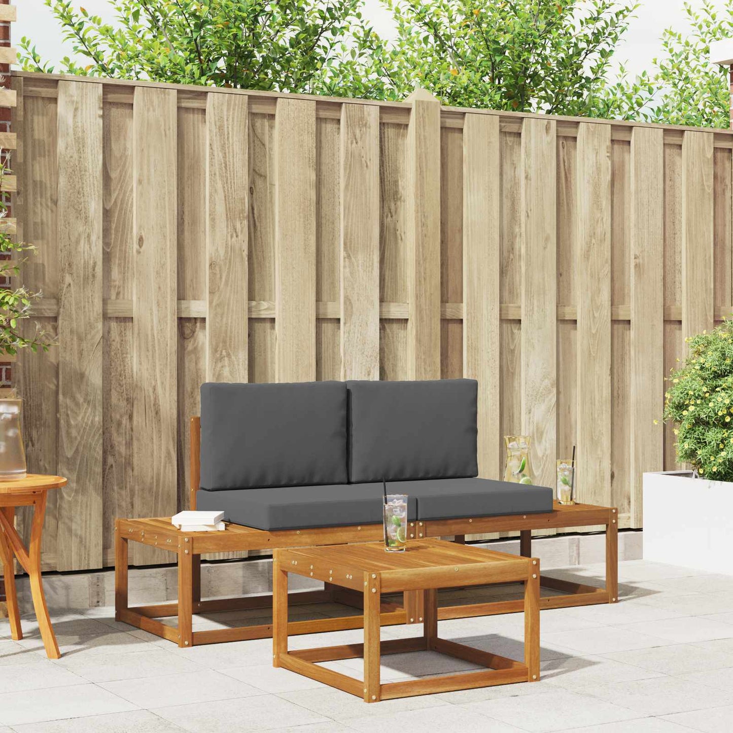 Set di divani da esterno con cuscino 3 pcs Naturale