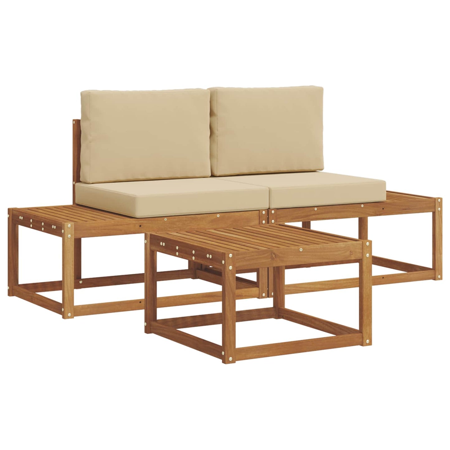 Set di divani da esterno con cuscino 3 pcs Naturale