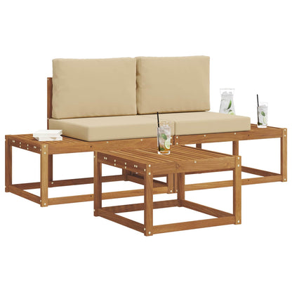 Set di divani da esterno con cuscino 3 pcs Naturale