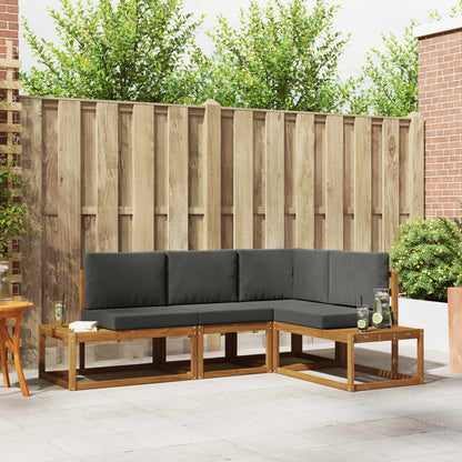 Set di divani da esterno 4 Pezzo Naturale e Antracite