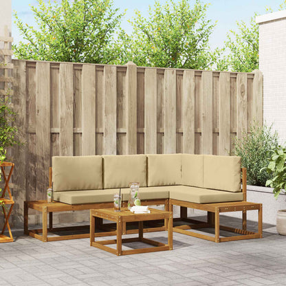 Set di divani da esterno con cuscino 5 Pezzo Naturale e Beige