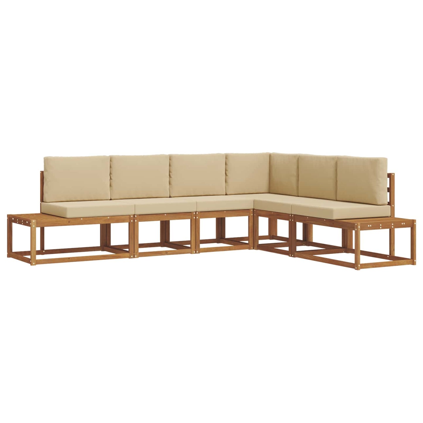Set di divani da esterno con cuscino 6 Pezzo Naturale e Beige