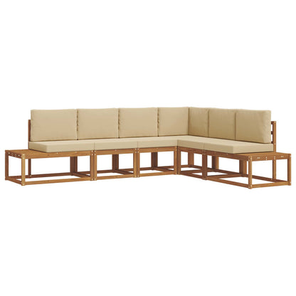 Set di divani da esterno con cuscino 6 Pezzo Naturale e Beige