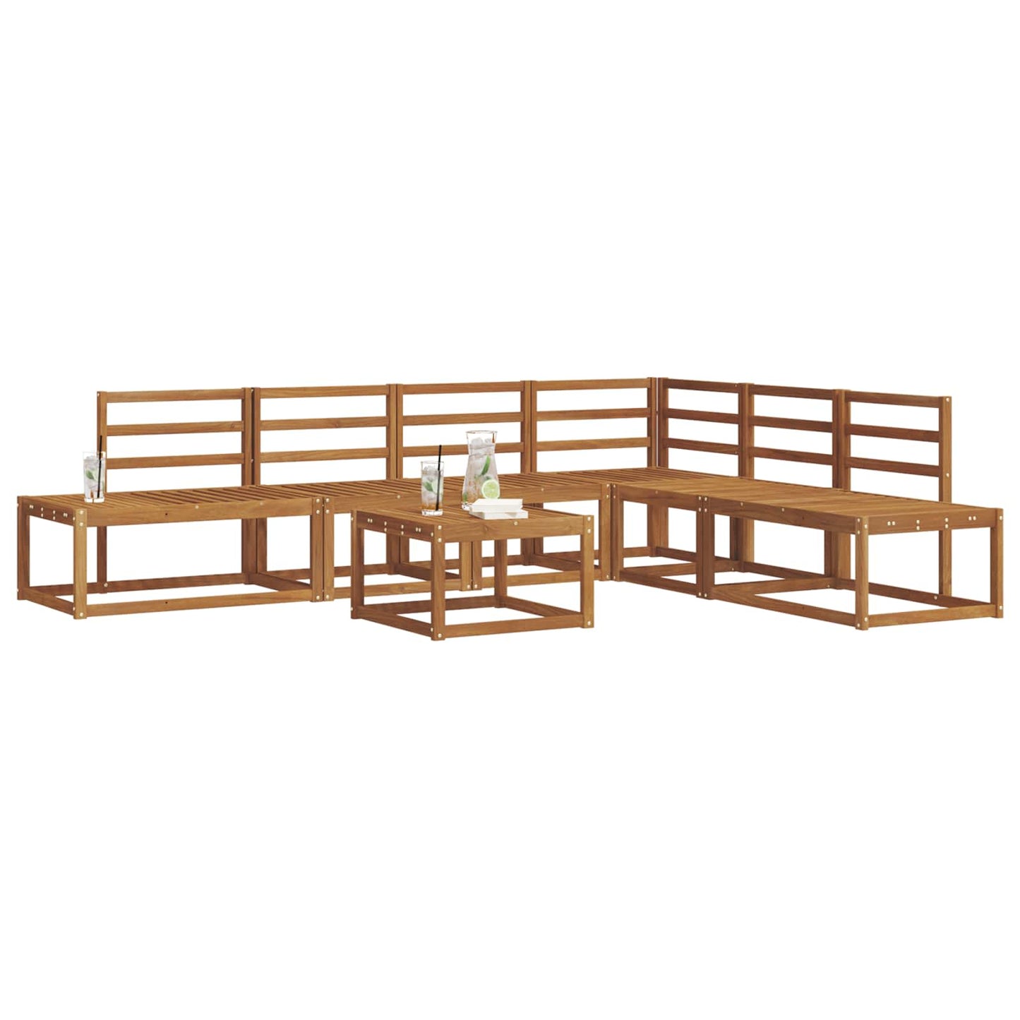 Set di divani 7 Pezzo Naturale Legno di Acacia Massello