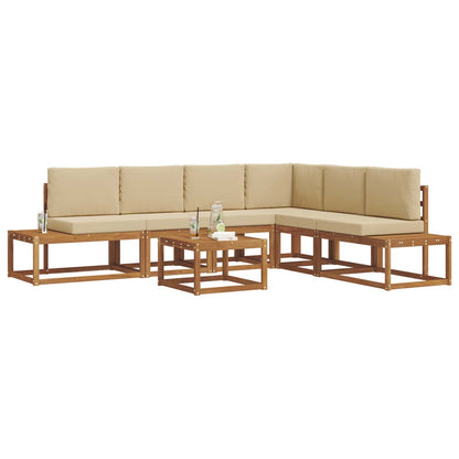 Set di divani da esterno con cuscino 7 Pezzo Naturale e Beige