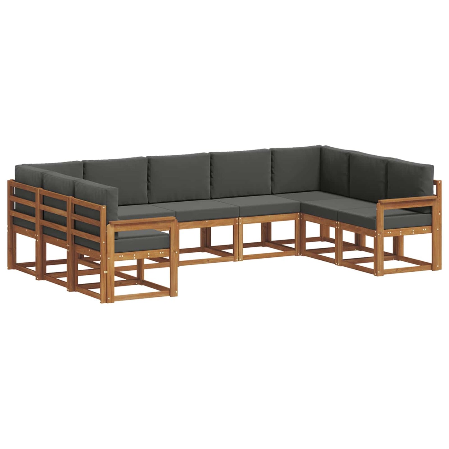 Set di divani da esterno con cuscino 9 pcs Naturale e Antracite