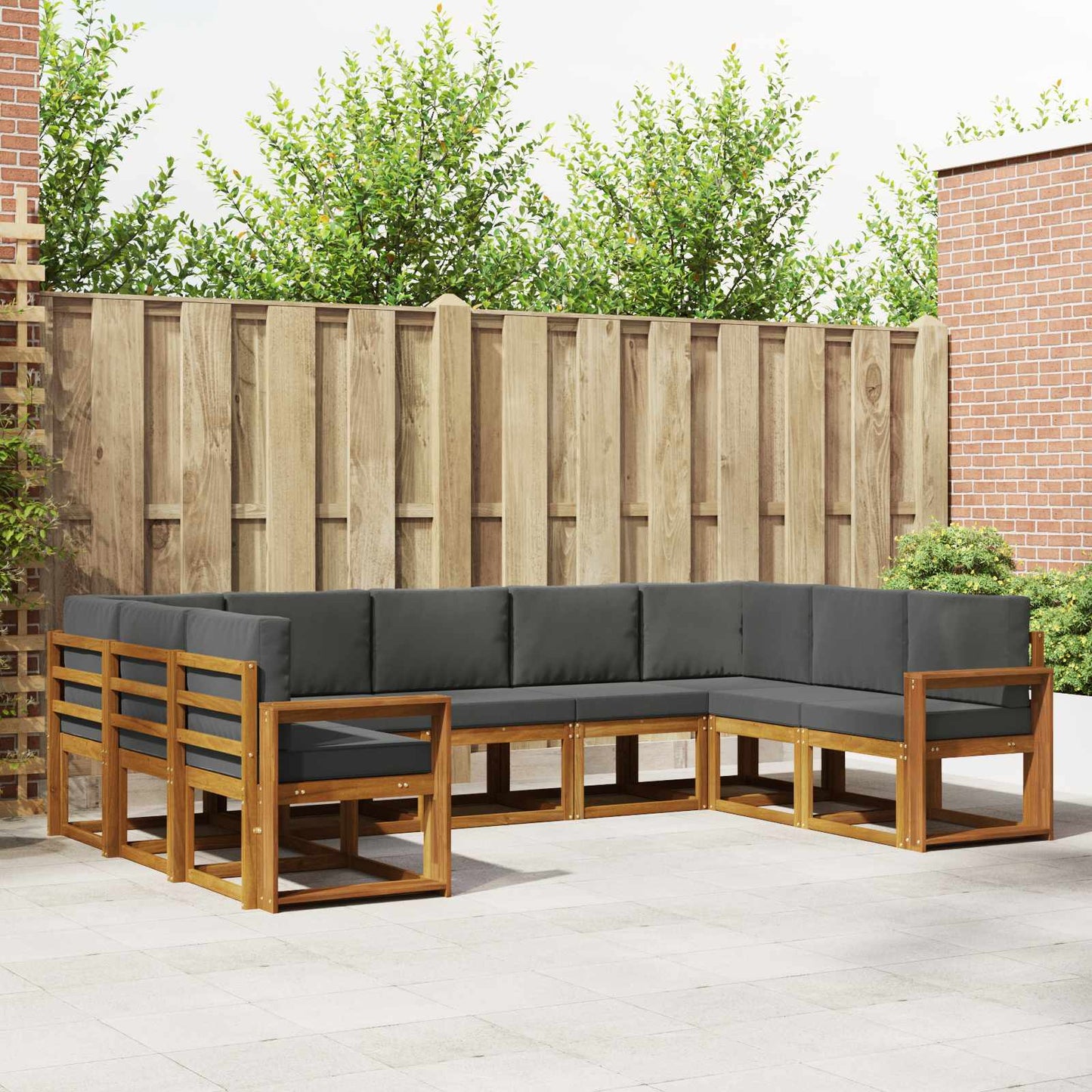 Set di divani da esterno con cuscino 9 pcs Naturale e Antracite