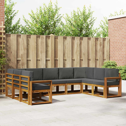Set di divani da esterno con cuscino 9 pcs Naturale e Antracite