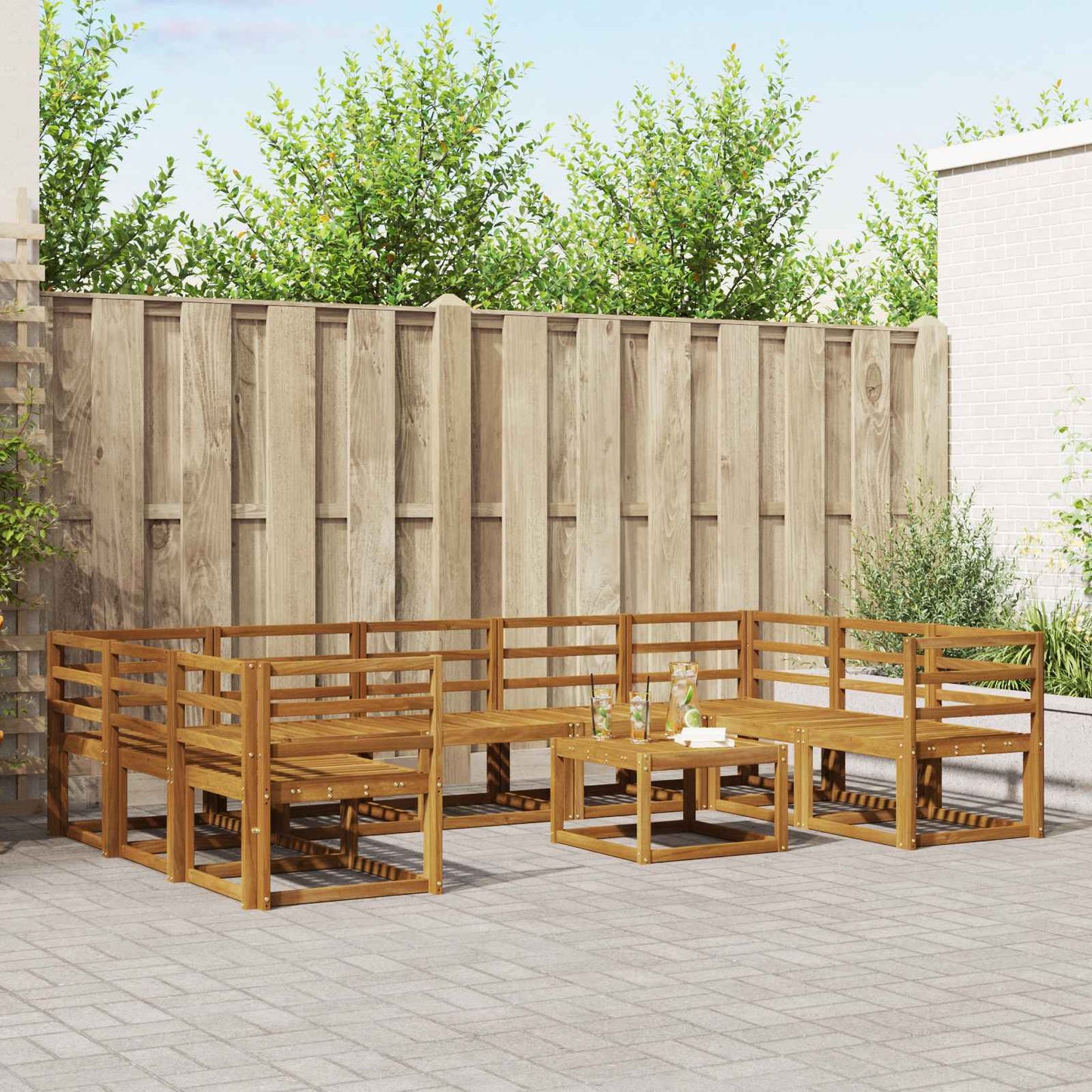 Set di divani da esterno 10 pcs Naturale