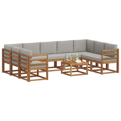 Set di divani da esterno 10 pcs Grigio Naturale e Chiaro