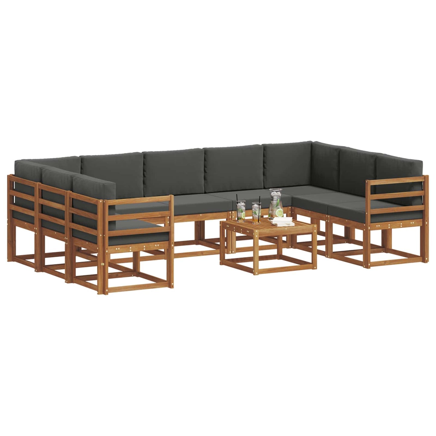 Set di divani da esterno 10 pcs Naturale e Antracite