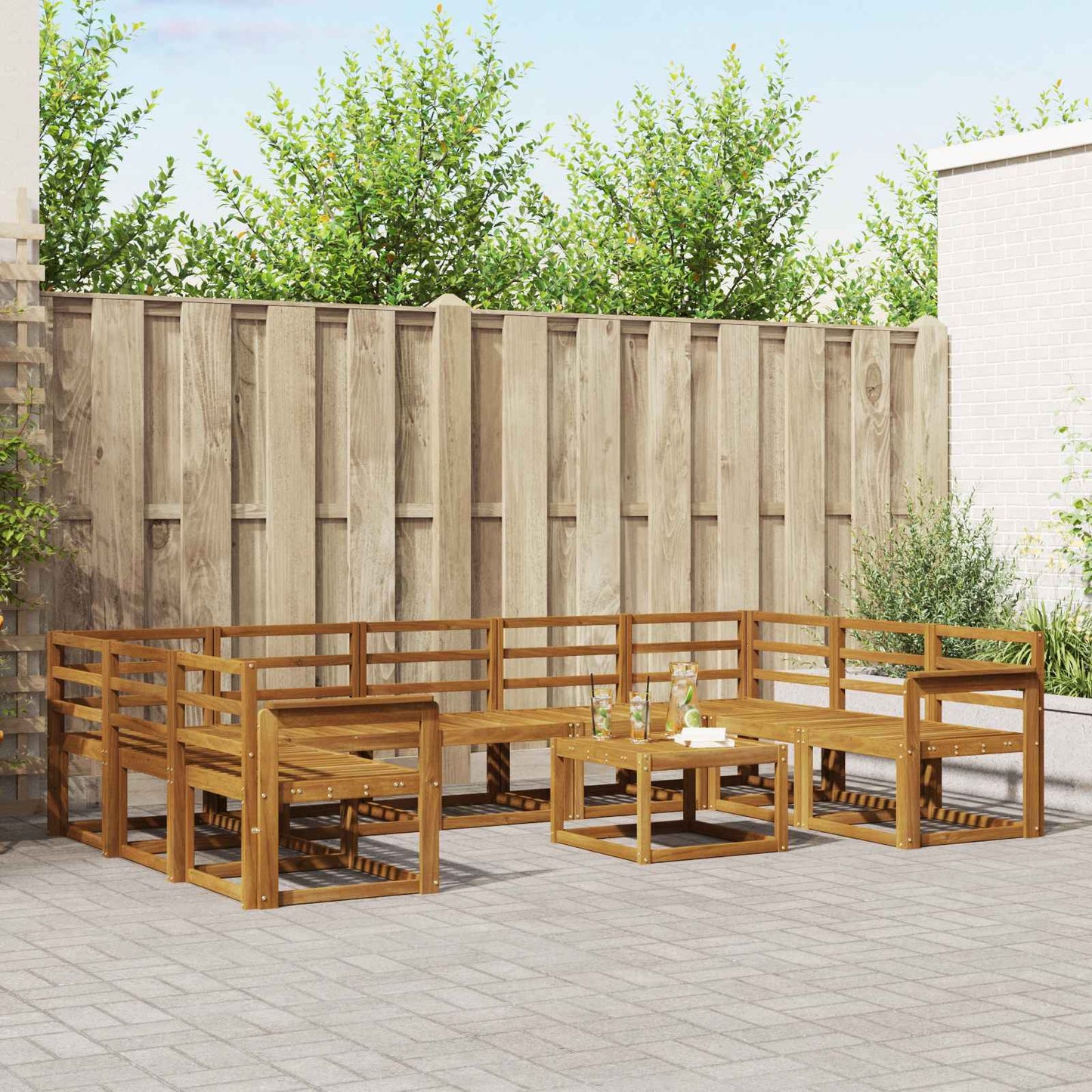 Set di divani da esterno 10 pcs Naturale
