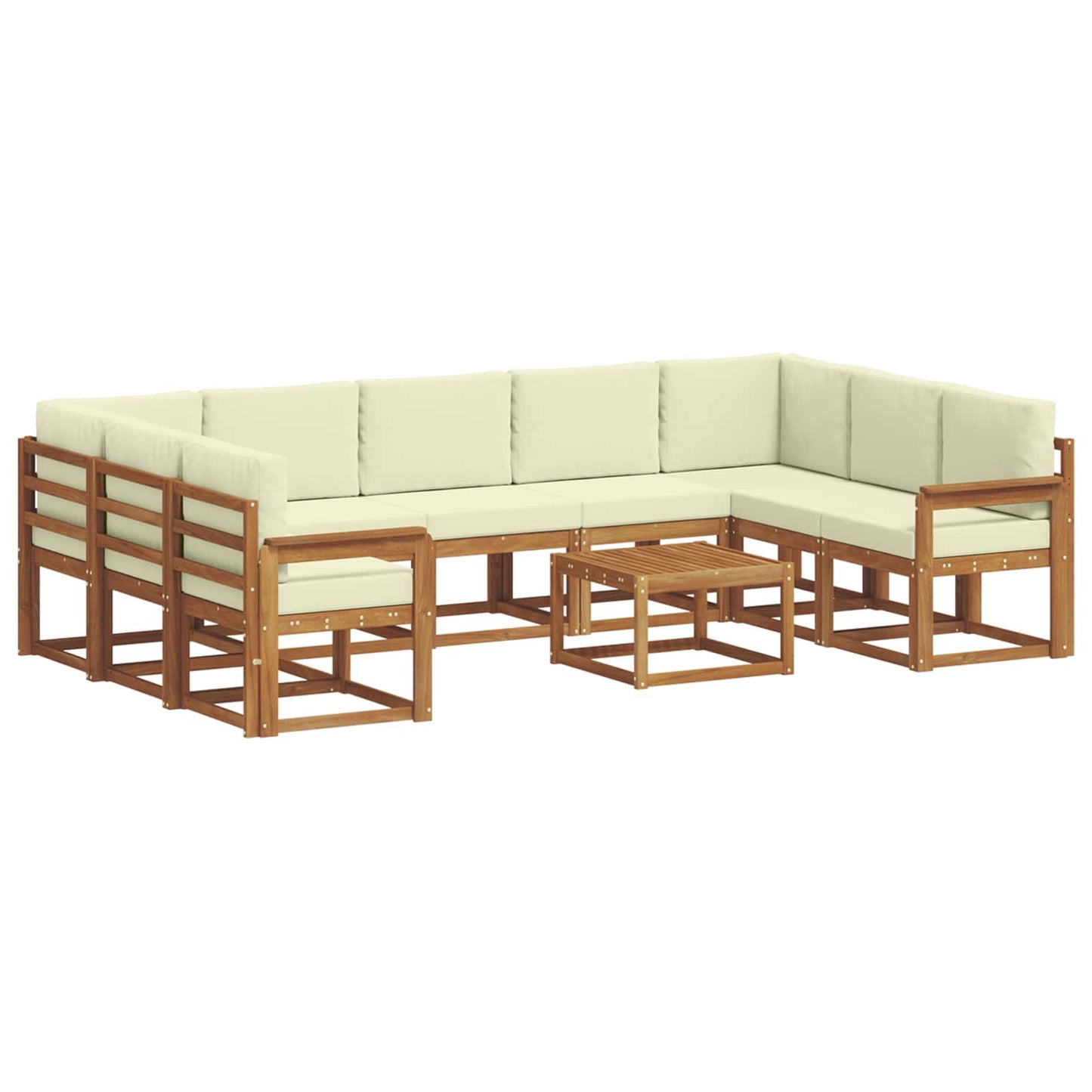 Set di divani da esterno con cuscino 10 pcs Naturale e Crema