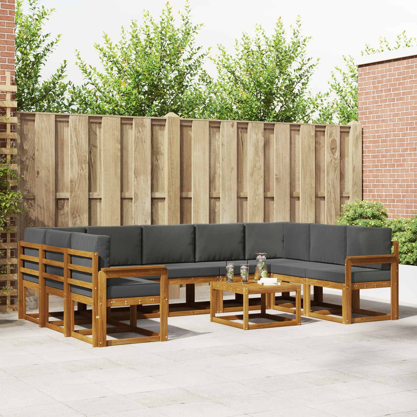 Set di divani da esterno 10 pcs Naturale e Antracite