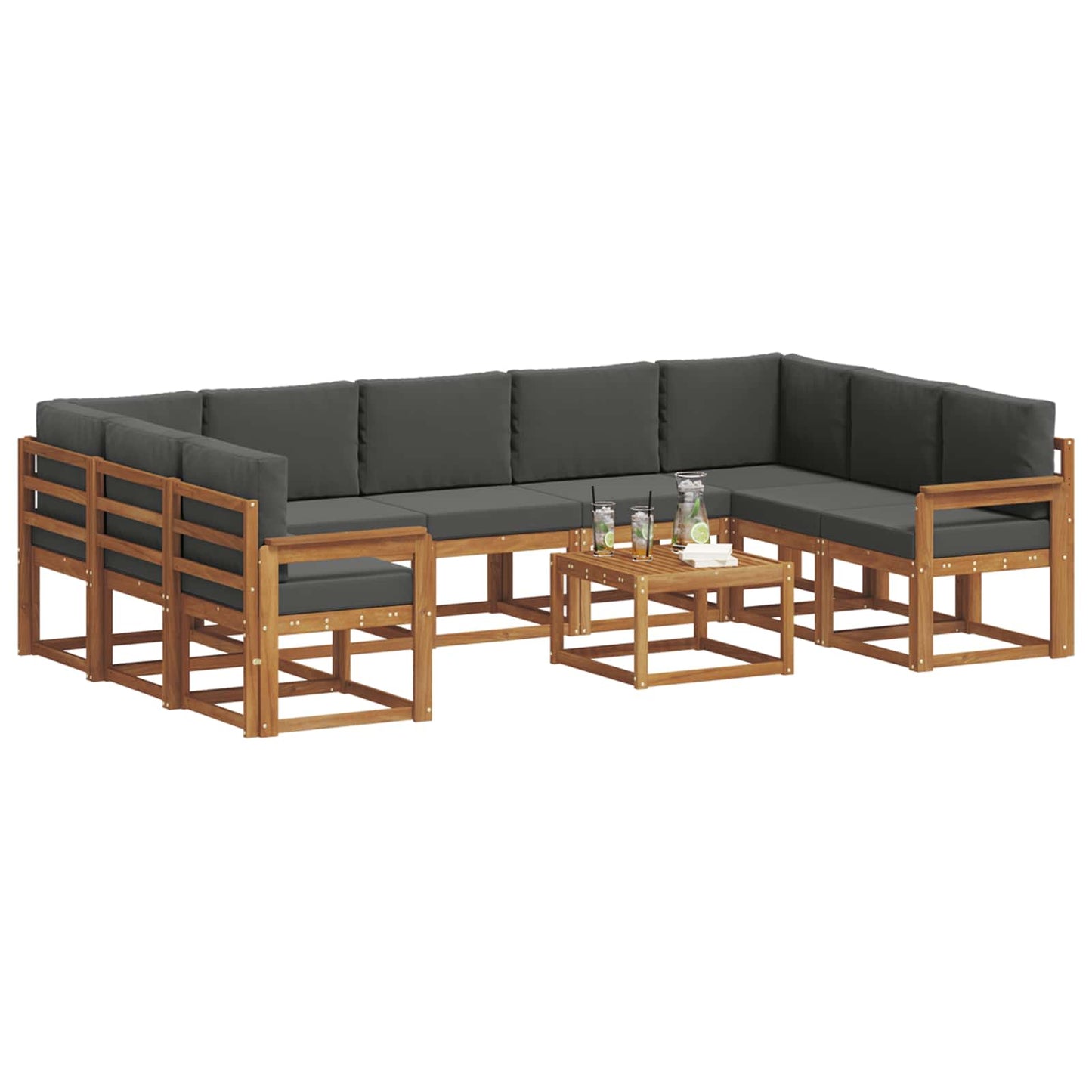 Set di divani da esterno 10 pcs Naturale e Antracite