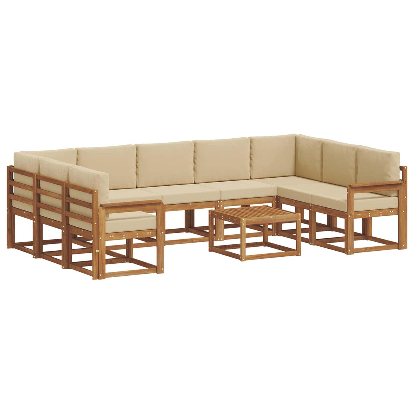 Set di divani da esterno con cuscino 10 pcs Naturale e Beige