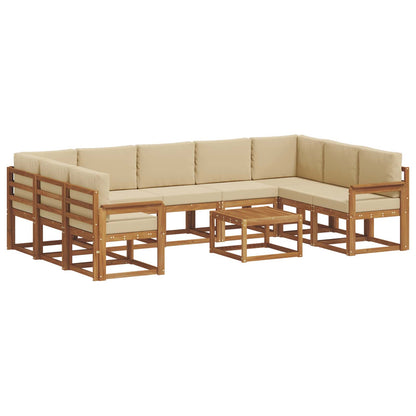 Set di divani da esterno con cuscino 10 pcs Naturale e Beige
