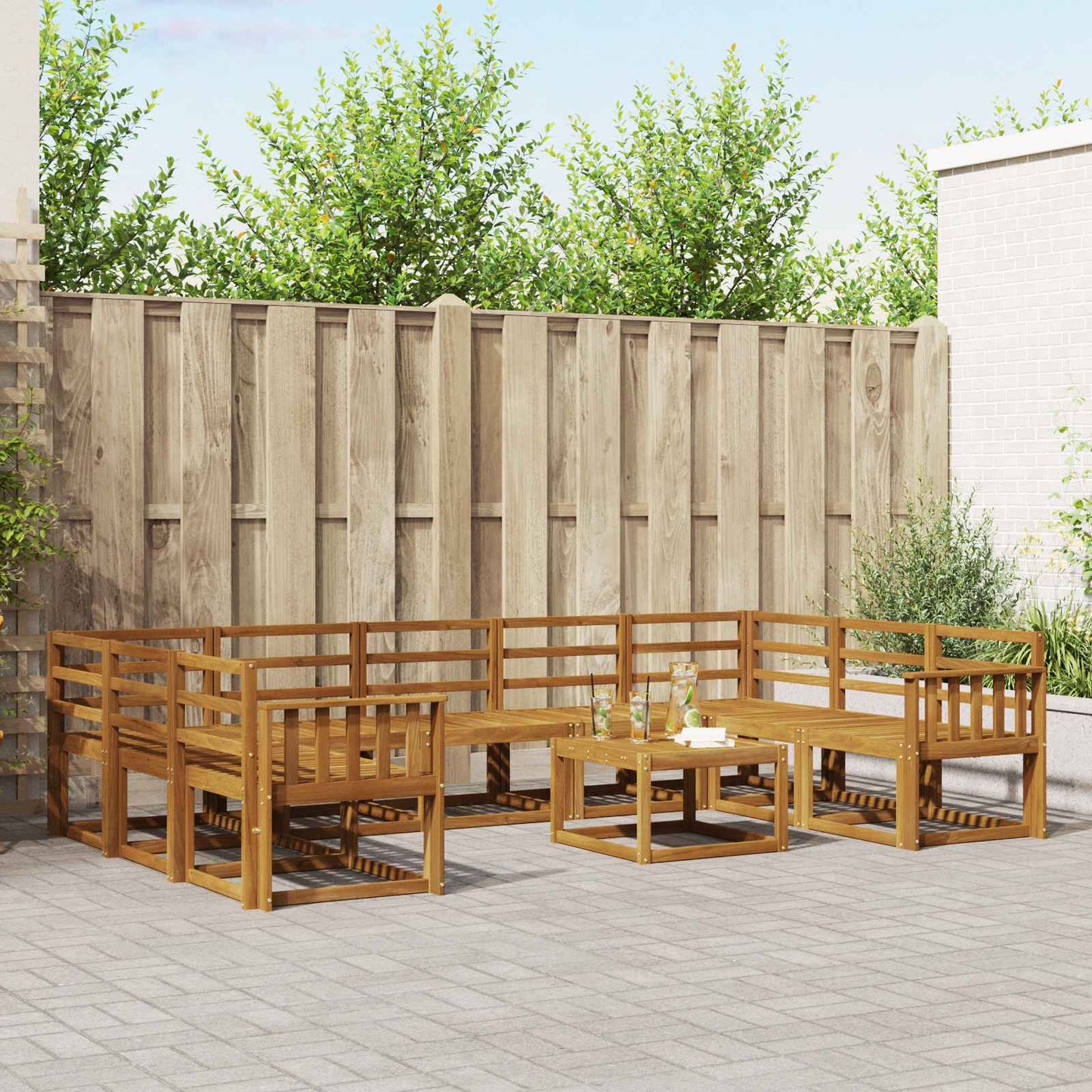 Set di divani da esterno 10 pcs Naturale