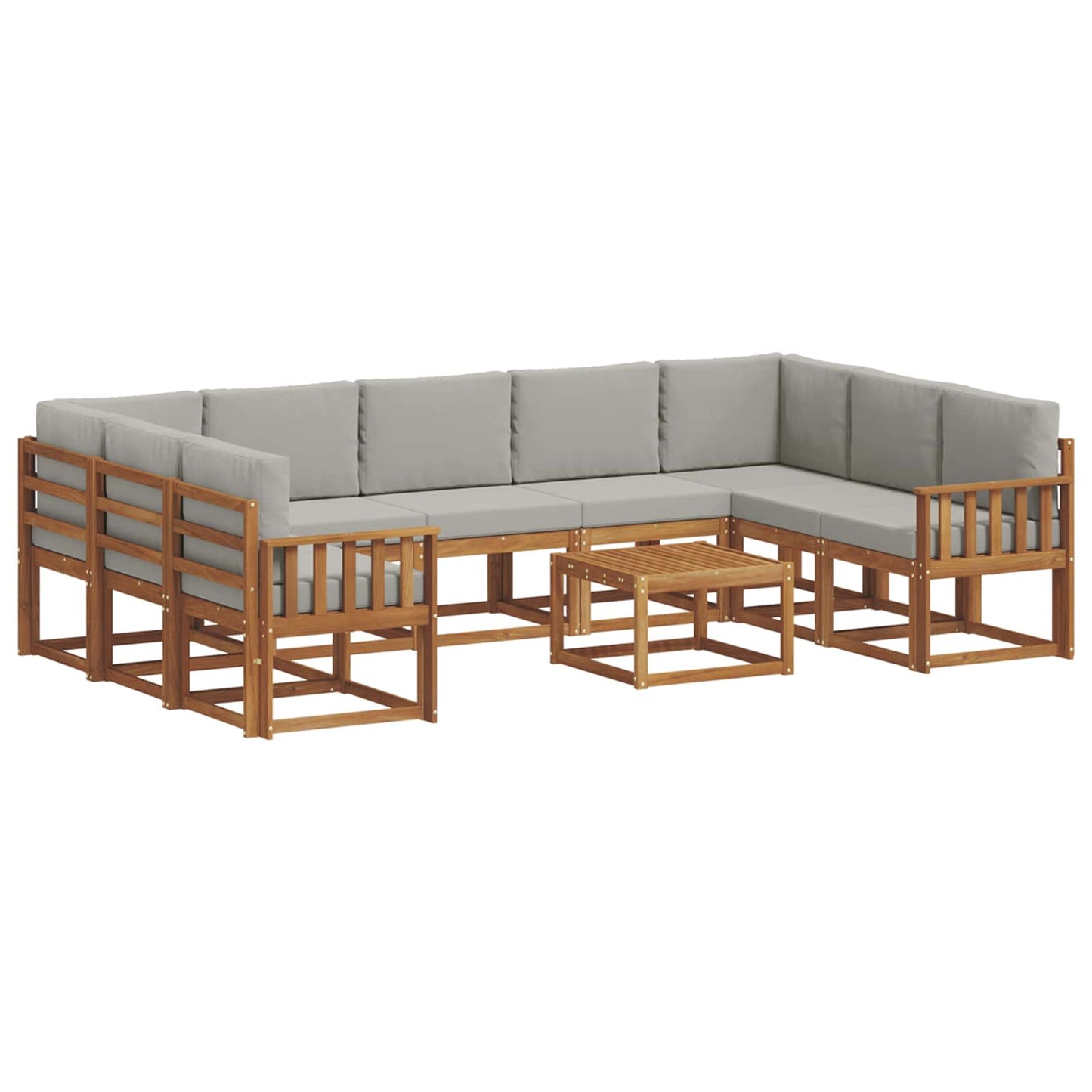 Set di divani da esterno 10 pcs Grigio Naturale e Chiaro