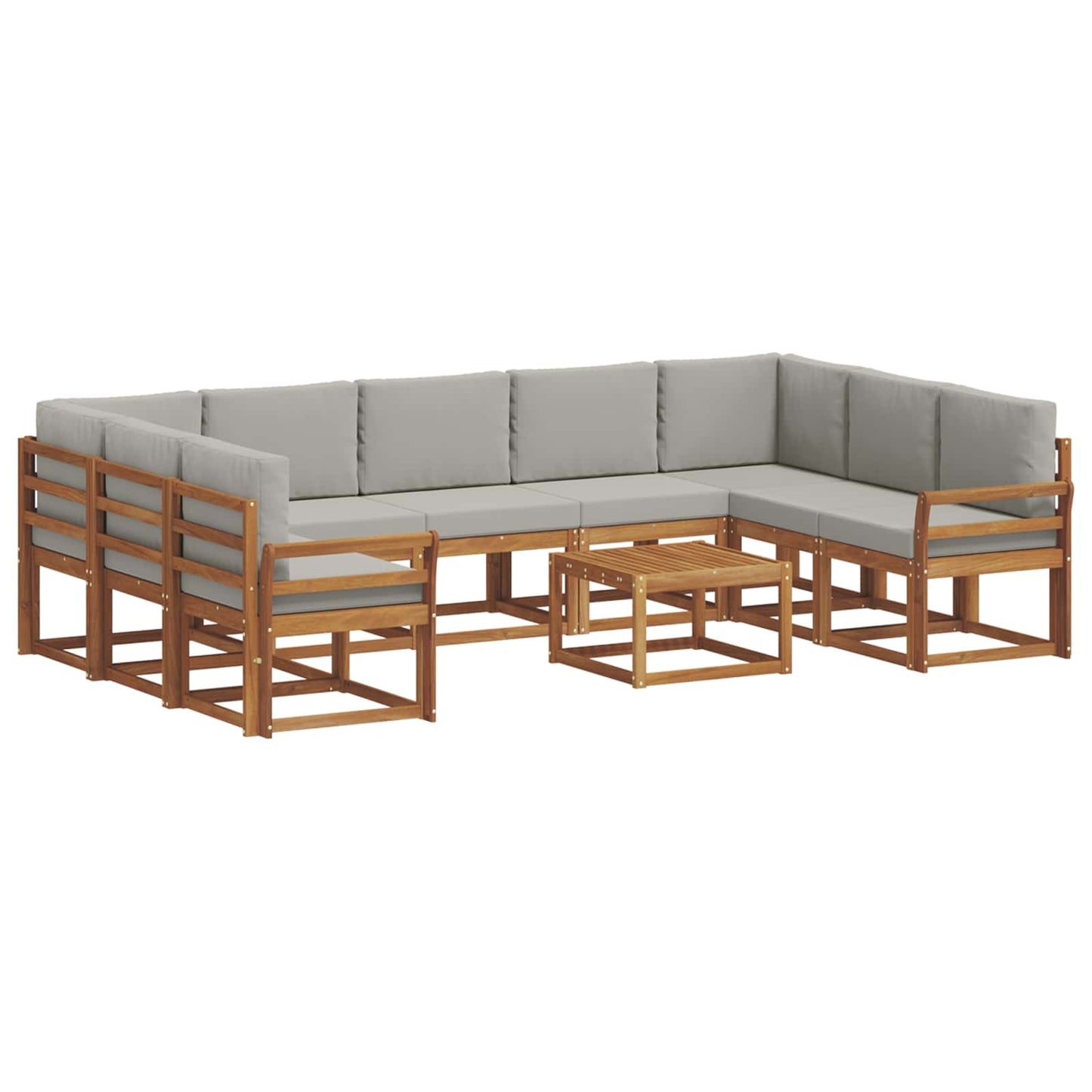 Set di divani da esterno 10 pcs Grigio Naturale e Chiaro
