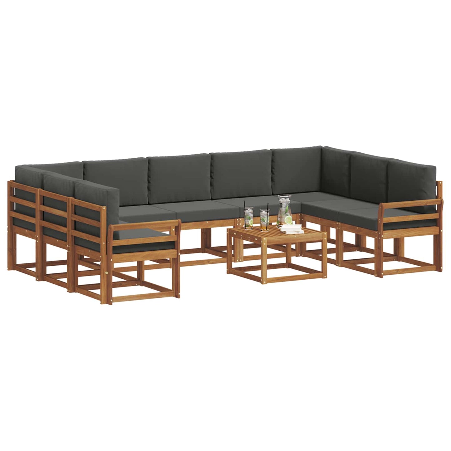 Set di divani da esterno 10 pcs Naturale e Antracite