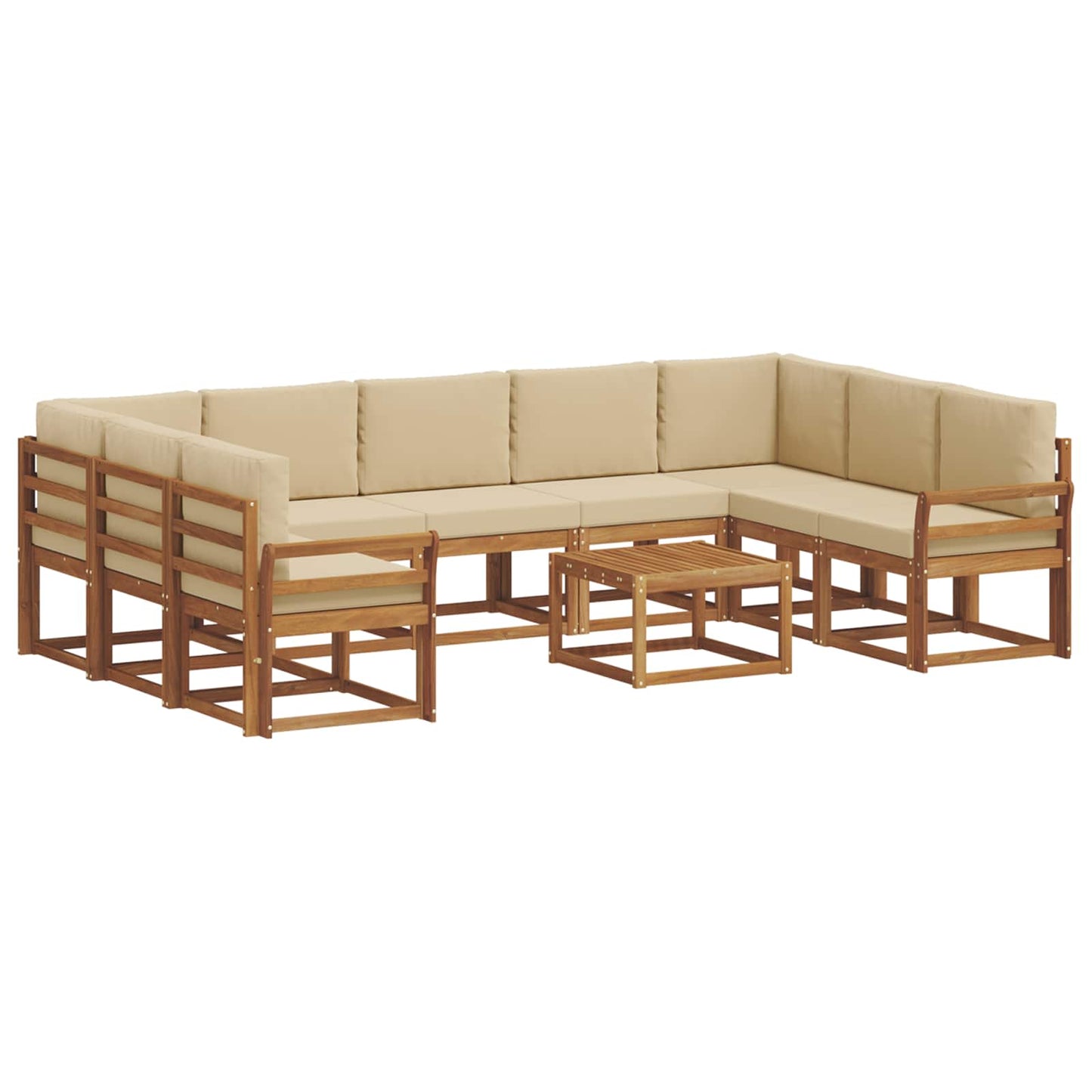 Set di divani da esterno con cuscino 10 pcs Naturale e Beige