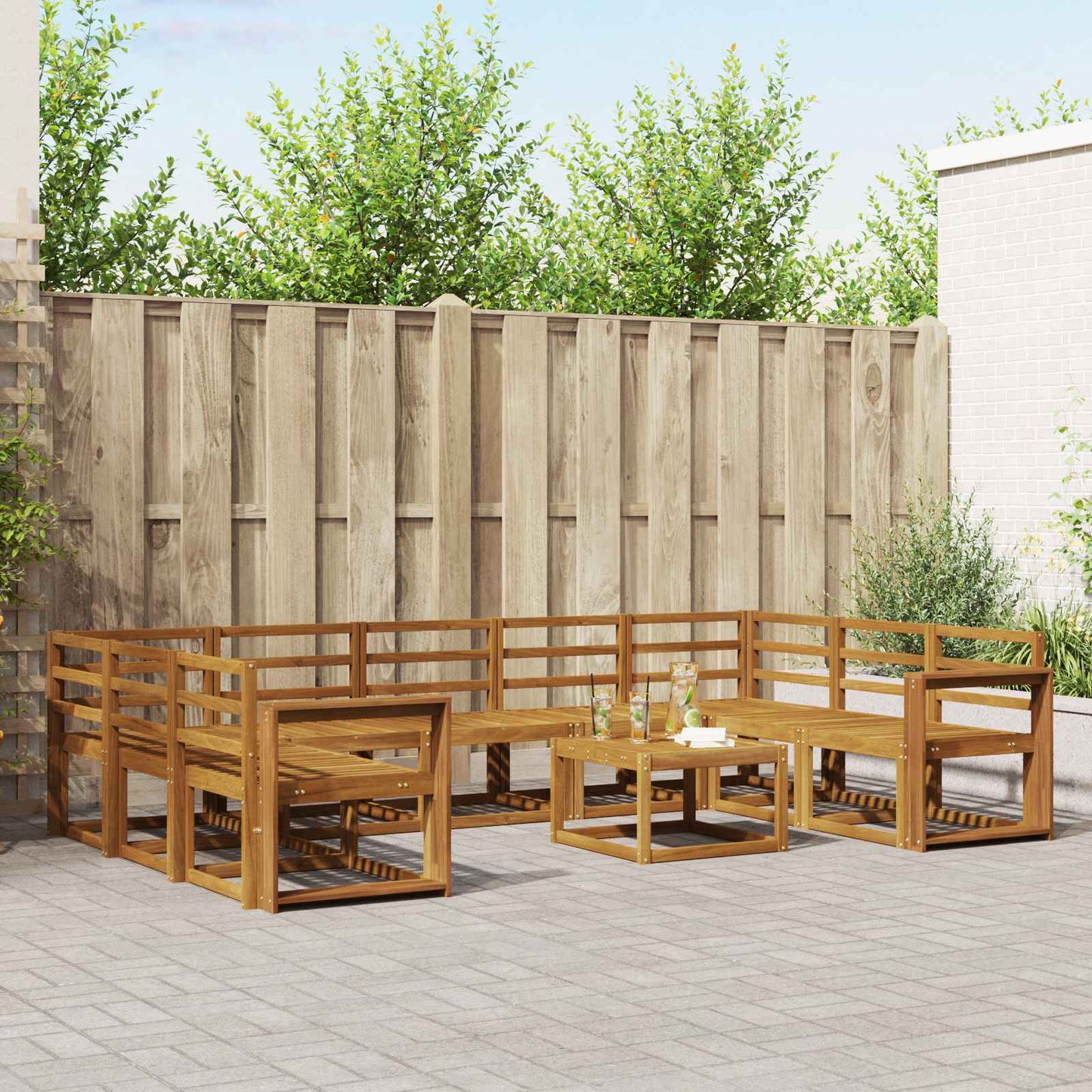 Set di divani da esterno 10 pcs Naturale