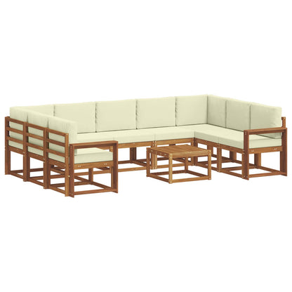 Set di divani da esterno con cuscino 10 pcs Naturale e Crema