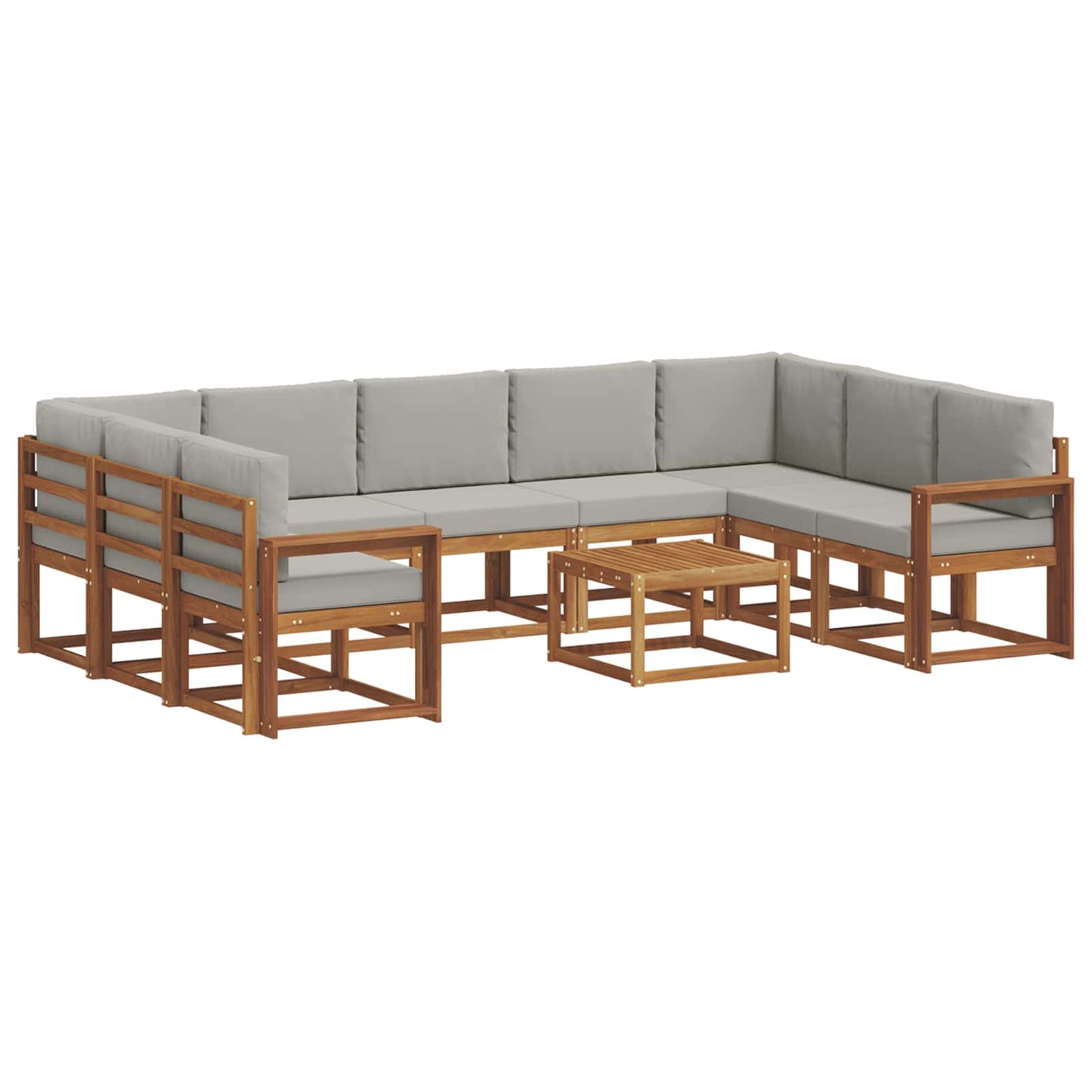 Set di divani da esterno 10 pcs Grigio Naturale e Chiaro