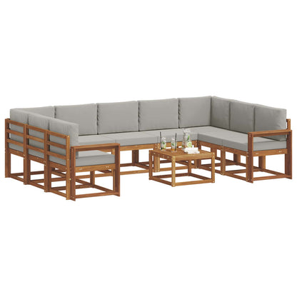 Set di divani da esterno 10 pcs Grigio Naturale e Chiaro
