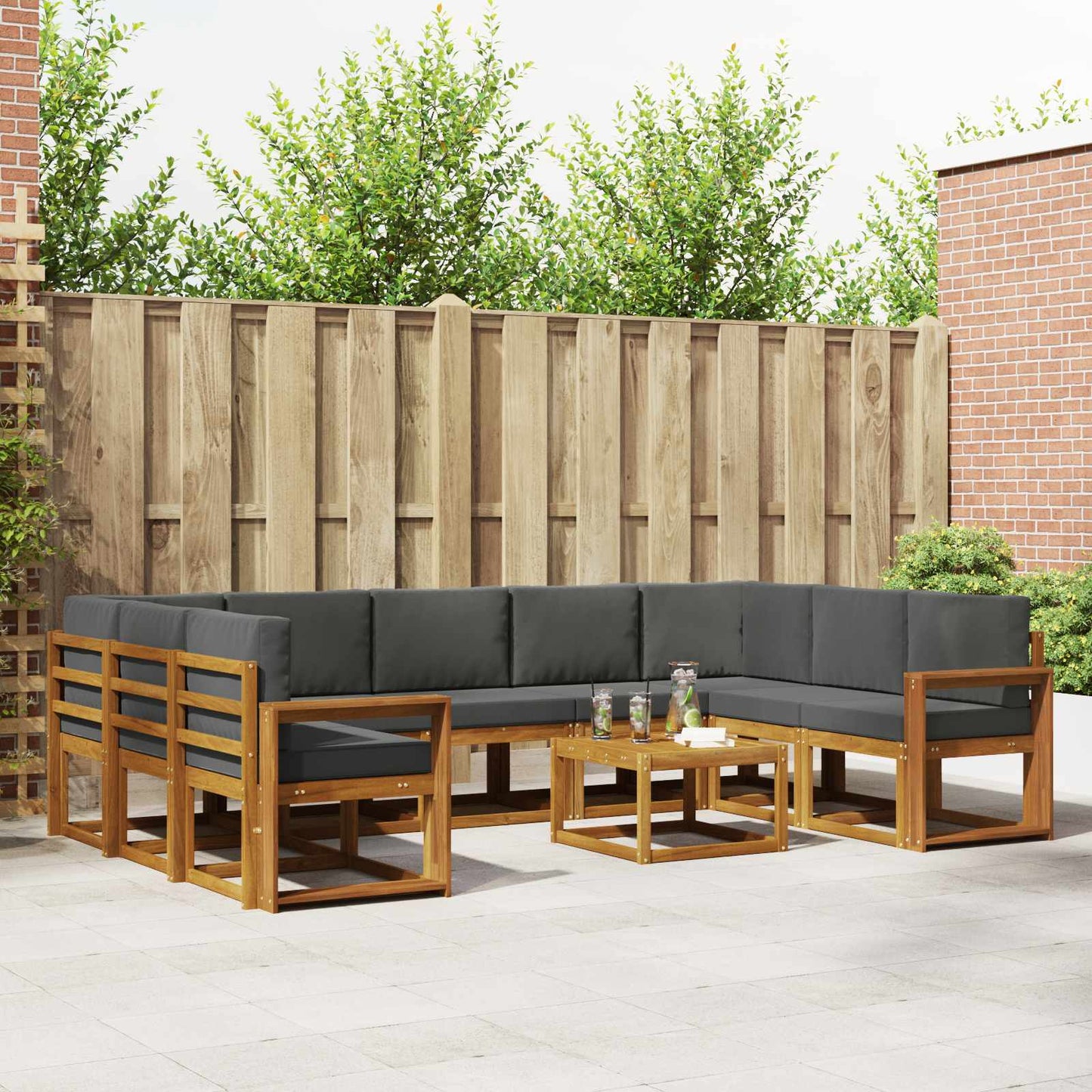 Set di divani da esterno 10 pcs Naturale e Antracite