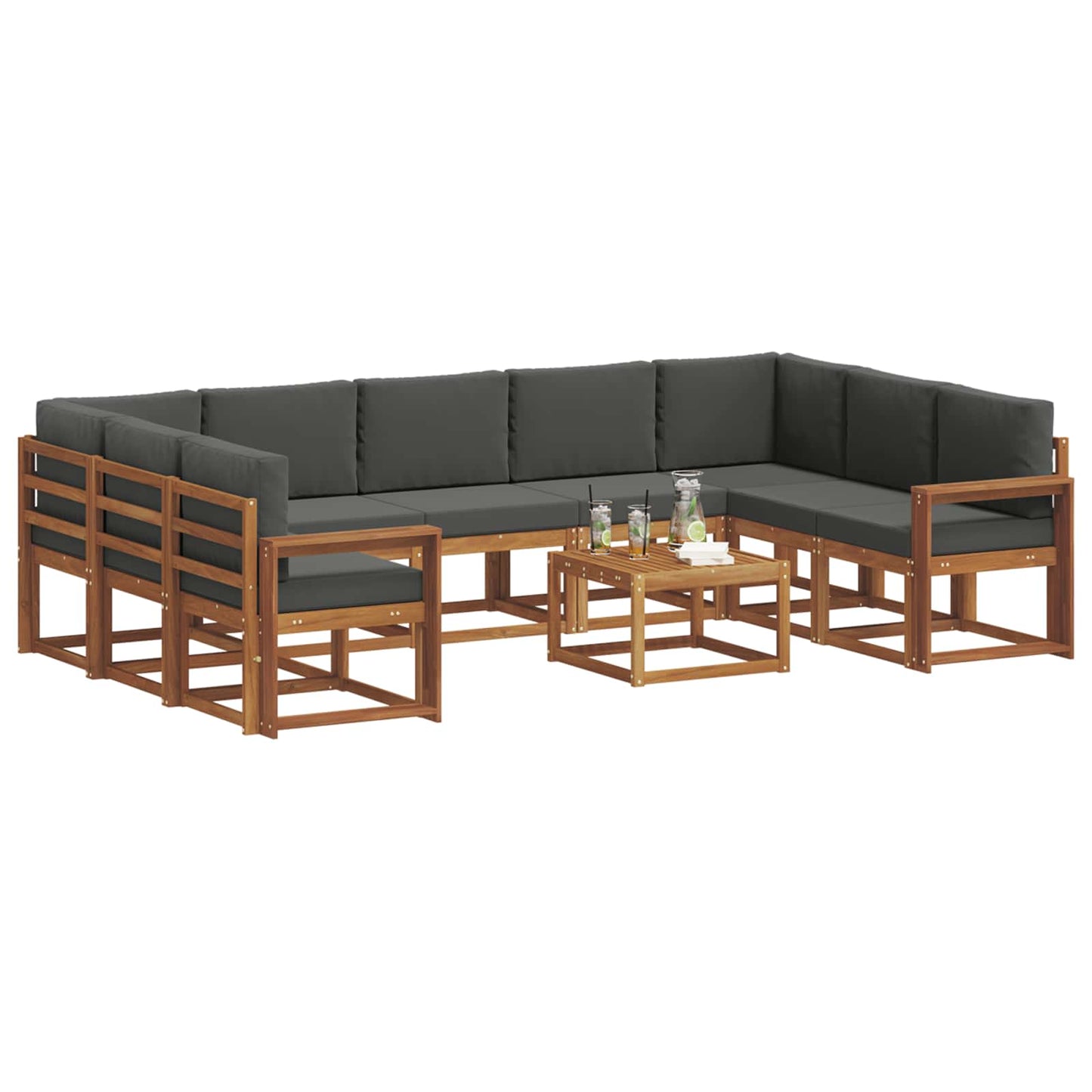 Set di divani da esterno 10 pcs Naturale e Antracite