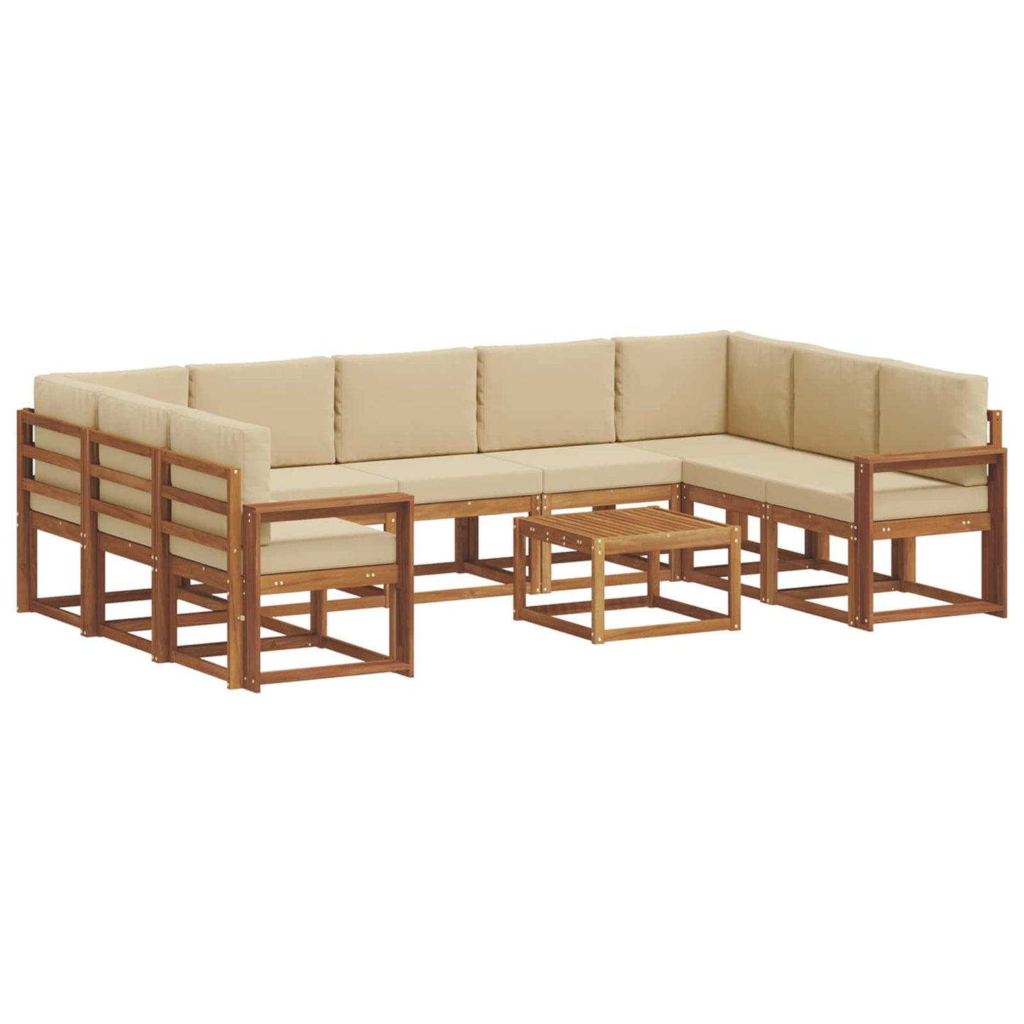 Set di divani da esterno con cuscino 10 pcs Naturale e Beige