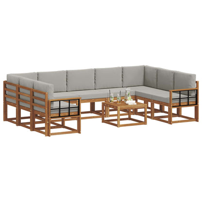 Set di divani da esterno 10 pcs Grigio Naturale e Chiaro