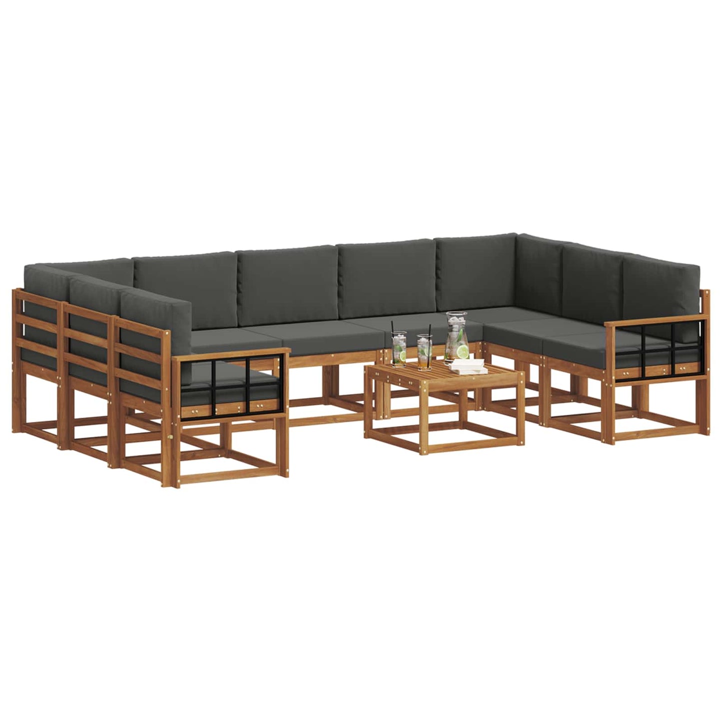 Set di divani da esterno 10 pcs Naturale e Antracite