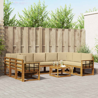 Set di divani da esterno con cuscino 10 pcs Naturale e Beige