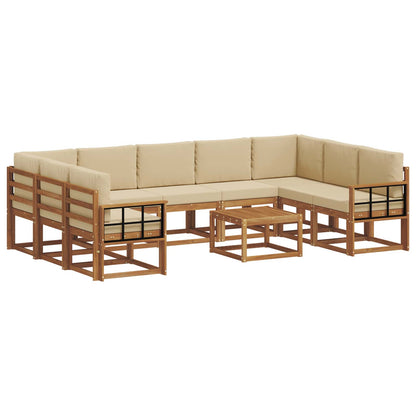 Set di divani da esterno con cuscino 10 pcs Naturale e Beige