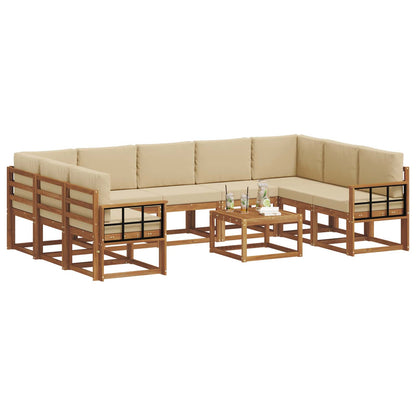 Set di divani da esterno con cuscino 10 pcs Naturale e Beige